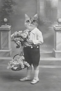 Gift flowers retro pet portrait