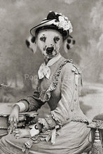 Load image into Gallery viewer, The lady at the table retro pet portrait
