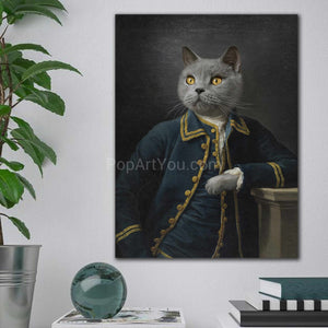 Cat in a Green Suit - custom pet portrait