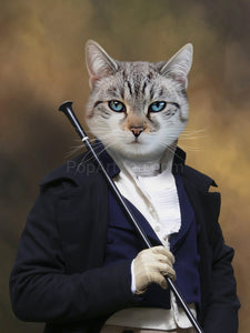 Male cat portrait on canvas in the historical attire of the ambassador