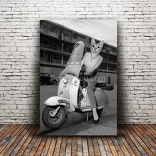 Load image into Gallery viewer, Elegant lady on Italian scooter retro pet portrait
