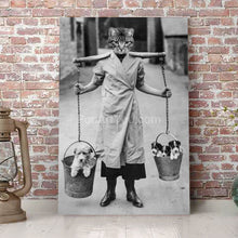 Load image into Gallery viewer, Puppies carrier retro pet portrait
