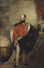 Load image into Gallery viewer, The portrait shows an elderly man standing near red curtains dressed in renaissance regal attire
