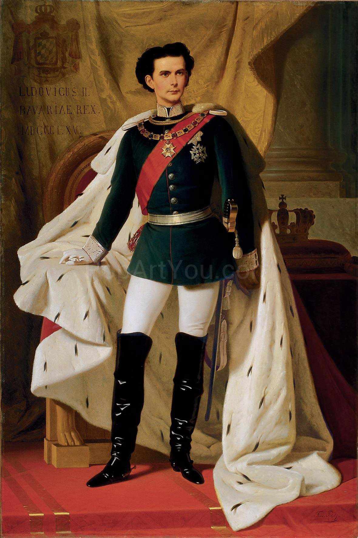 The portrait shows a man dressed in a historical Ferdinand von Piloty costume