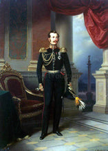 Load image into Gallery viewer, The portrait shows a man standing next to the throne dressed in renaissance regal attire
