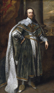 The portrait shows a man dressed in historical regal clothes with a mantle