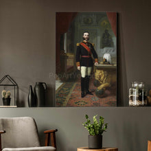 Load image into Gallery viewer, On a gray table is a portrait of a man dressed in a royal officer&#39;s suit
