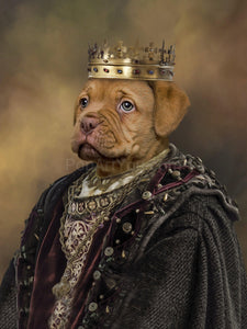 Portrait of a dog in royal style, painted on canvas
