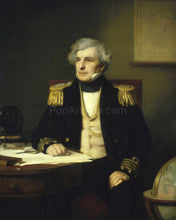 Load image into Gallery viewer, The portrait shows an elderly man with white hair sitting on a chair dressed in renaissance regal attire
