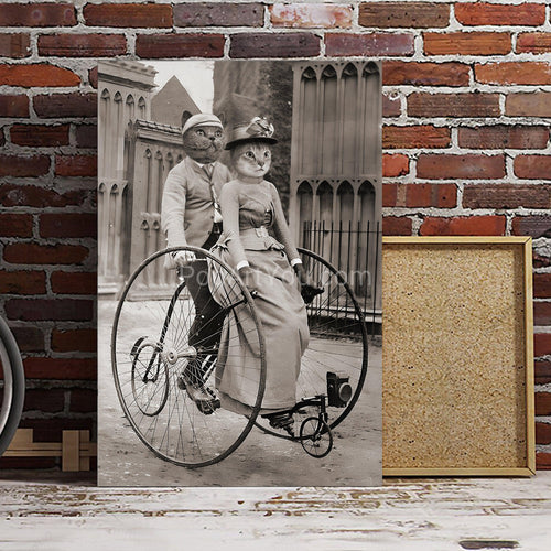 A bicycle with big wheels retro pet portrait