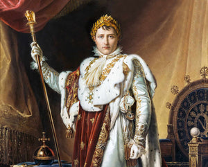 The portrait shows a man, dressed in a Napoleon Bonaparte suit