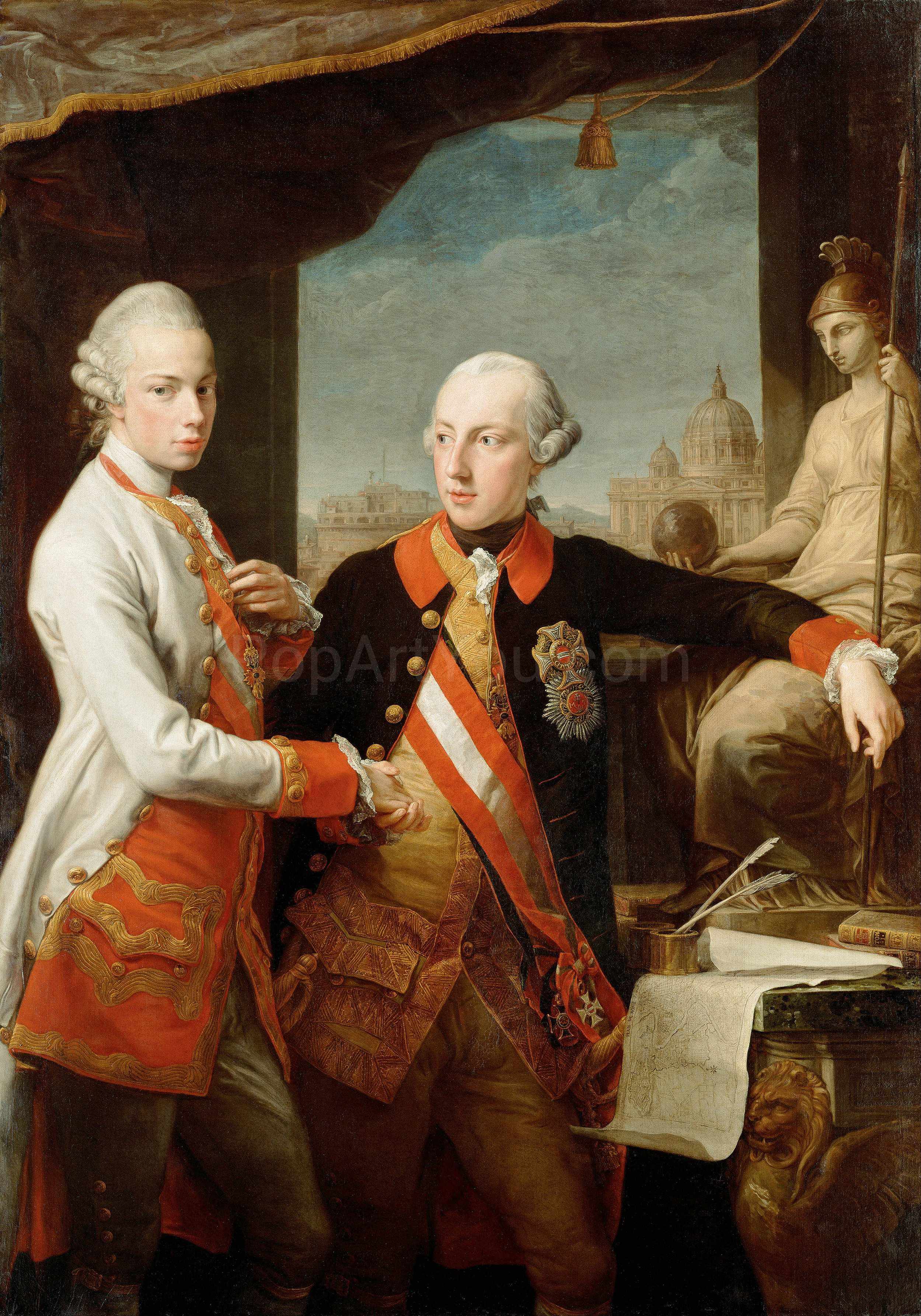 Emperor Joseph II with Grand Duke of Tuscany group of men portrait