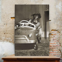 Load image into Gallery viewer, Toy Fire Truck retro pet portrait
