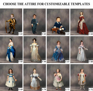 The third Universal family template with pets in attire for any family combination portrait