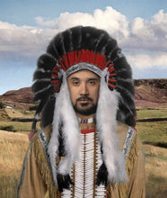Load image into Gallery viewer, The portrait shows a man dressed in the attire of an American Indian
