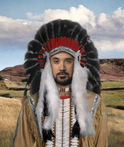The portrait shows a man dressed in the attire of an American Indian