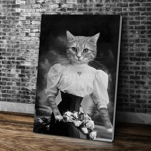 Lady in a corset with flowers retro pet portrait