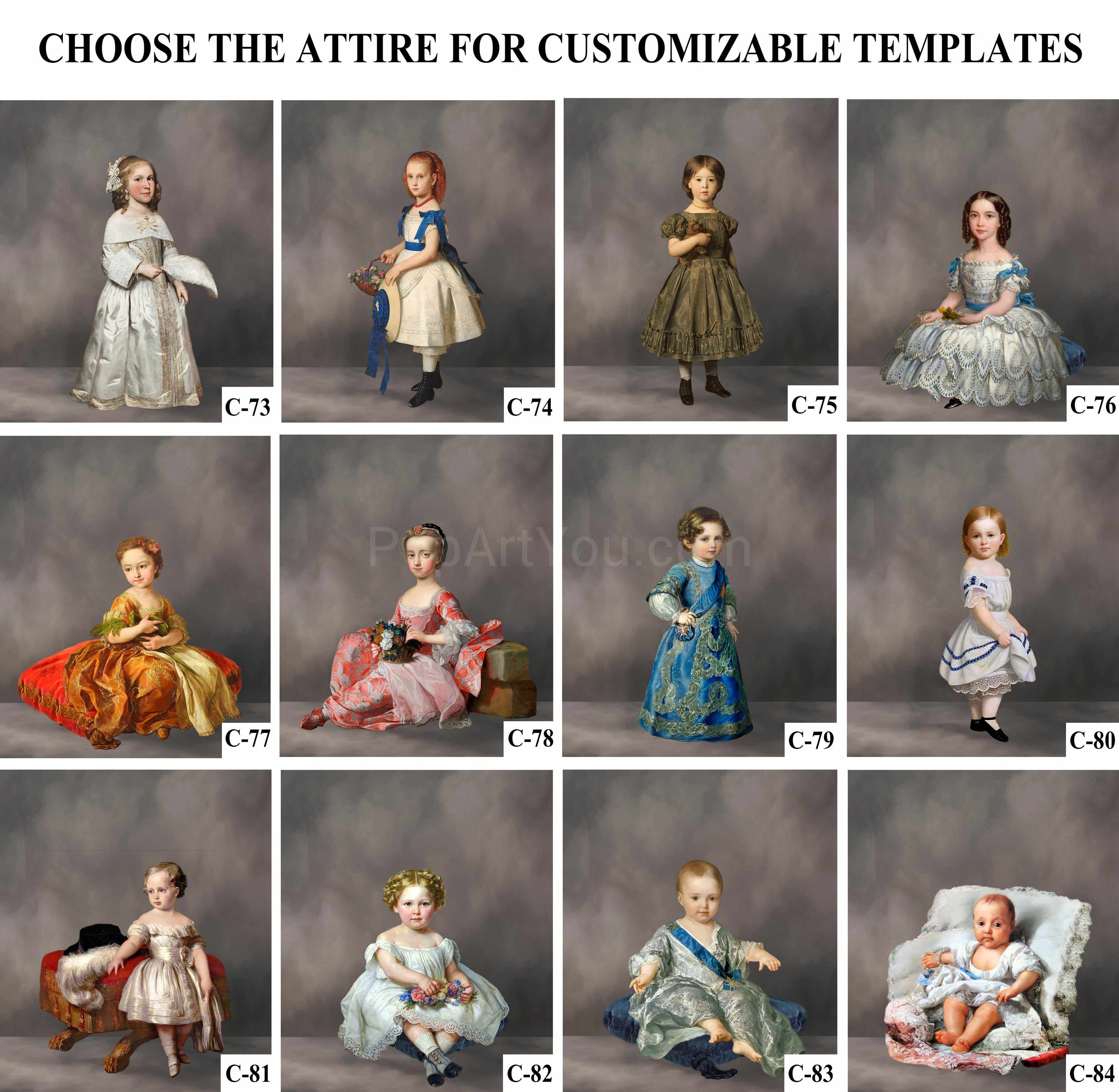 The second Universal family template with pets in attire for any family combination portrait