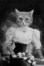 Load image into Gallery viewer, Lady in a corset with flowers retro pet portrait
