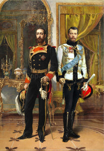 Nicholas II with a friend group of men portrait