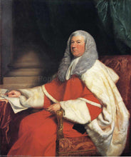 Load image into Gallery viewer, The portrait depicts a man with long gray hair dressed in red regal attire
