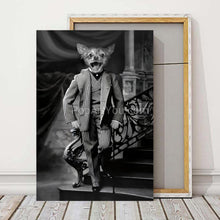 Load image into Gallery viewer, A man in a striped suit retro pet portrait
