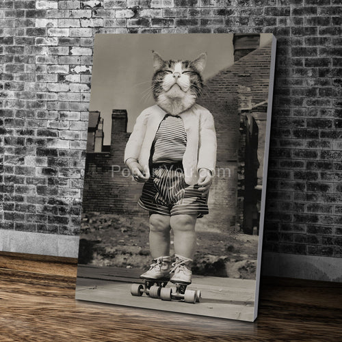Roller skates retro pet portrait