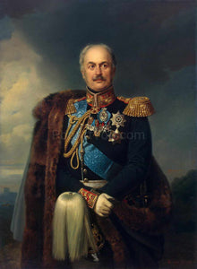 The portrait shows an elderly man dressed in an imperial costume