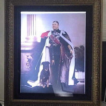 Load image into Gallery viewer, The portrait shows a man dressed in a royal costume and his dog
